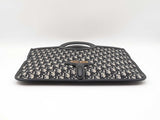 Christian Dior Foldover Clutch In Navy Blue Oblique Canvas & Leather Fw1225wrxdu
