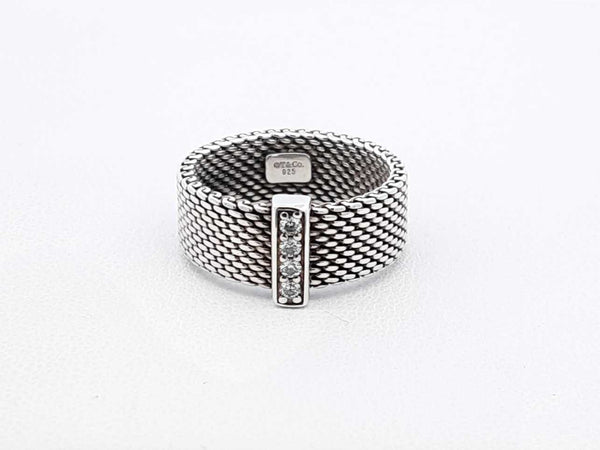 Tiffany & Co. Somerset Wide Mesh Ring In Sterling Silver 3.9g Size 5 Fw1125izdu