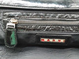 Marni Black Crinkled Patent Leather Large Clutch Do0526lxzde