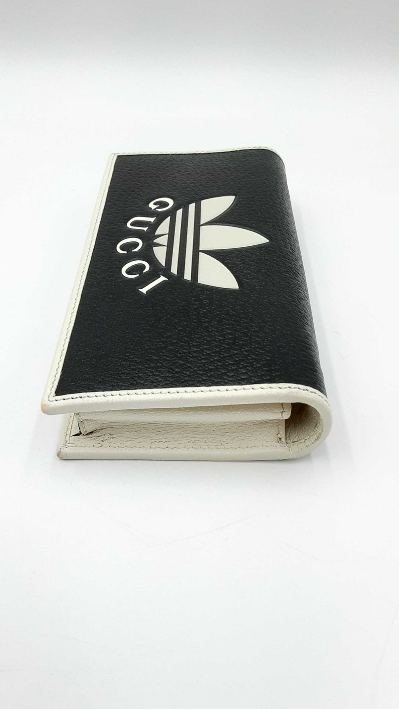 Gucci X Adidas Black & White Leather Wallet On Chain Fw1124wrxdu