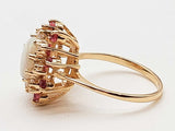 Synthetic White Opal Rubies 14k Yellow Gold 4.4g Ring Size 6.5 Do0325cxzde
