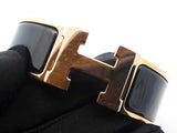 Hermès Clic Clac H Rose Gold-tone & Black Enamel Bracelet 7 Inch Fw1026lordu