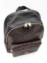 Coach Large Charlie Backpack In Signature Coated Canvas & Black Leather Fw0326cxdu