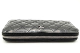 Chanel Quilted Black Patent Leather Zip Around Wallet Eb0824orxsa