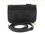 Mcm Aren Mini Crossbody Pouch In Black Monogram Embossed Leather Fw1125crdu