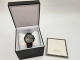 Gucci 44mm G-chrono Stainless Steel Black Leather Band Quartz Watch Do0125wrxde