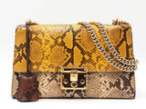 Gucci Medium Padlock Shoulder Bag In Neutral & Yellow Python Snakeskin Fw0726wzxdu
