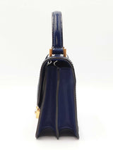 Tory Burch Juliette Mini Top Handle Satchel In Blue Patent Leather Fw0526lxzdu