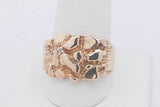14k Yellow Gold Nugget Ring With Small Diamond 12 Grams Size 10 Eb0326orxsa
