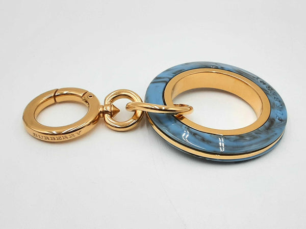 Burberry Gold-tone & Blue Marble Bag Charm & Key Ring Accessory Fw1124rxdu