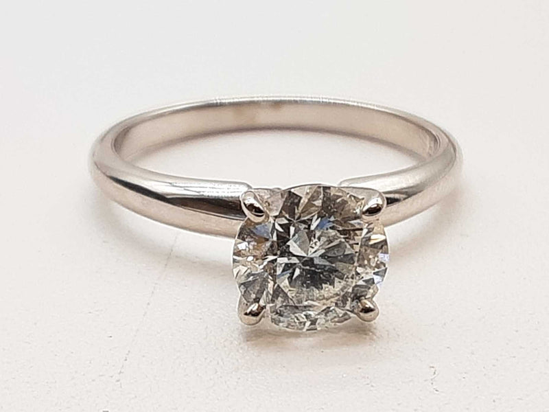 0.90 Carat Diamond 14k White Gold 2.1g Solitaire Ring Size 4.5 Do0425srxde