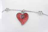 Gucci Interlocking G Red Enamel Heart Bracelet 925 3.5 Grams 8 Inch Eb0626crdu