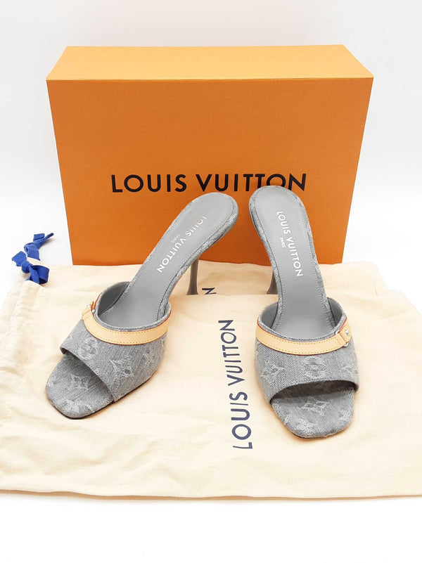 Louis Vuitton 6 Am Mule Gray Monogram Denim Heels Size Eu 40 Do0725wxzde