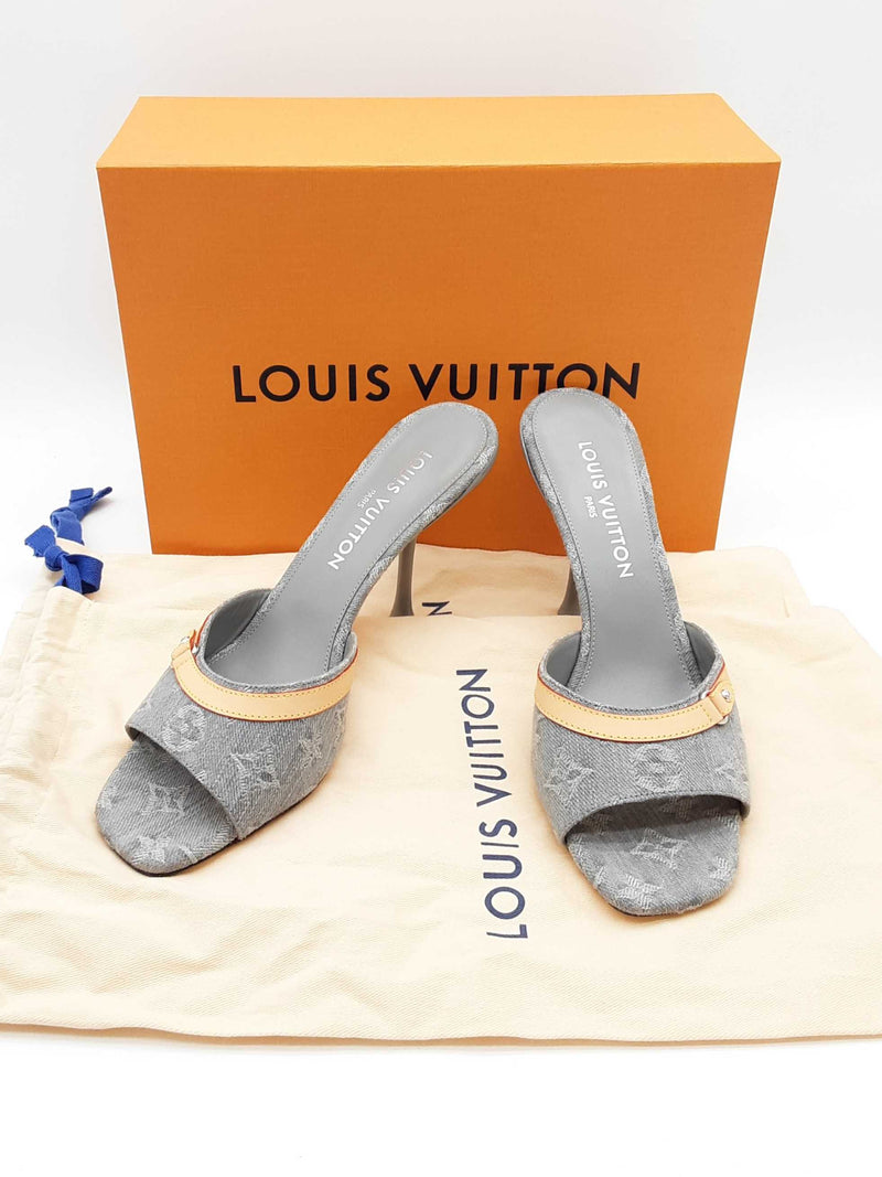 Louis Vuitton 6 Am Mule Gray Monogram Denim Heels Size Eu 40 Do0725wxzde