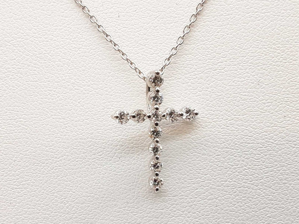 0.43 Cttw Lab Grown Diamonds 0.925 Silver 2.7g Cross Necklace 20 In Do0725iide
