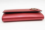 Gucci Red Shiny Leather Interlocking G Heart Flap Wallet Eb0526lcrsa