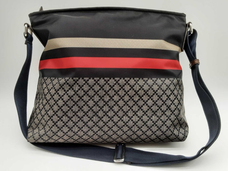 Gucci 270410 Diamante Navy Blue Red Nylon Crossbody Zipper Tote Bag Do924wxzde