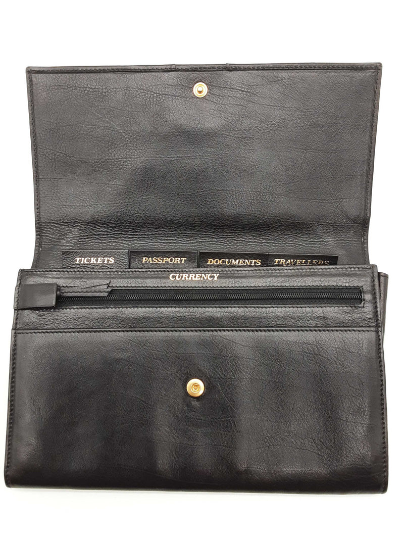 Yves Saint Laurent Ysl Black Leather Travel Wallet Clutch Do1025lorde