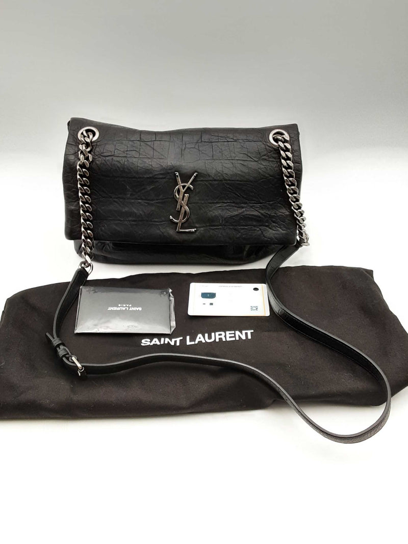 Yves Saint Laurent Crocodile Embossed West Hollywood Fold Over Bag Eb0924rxzsa