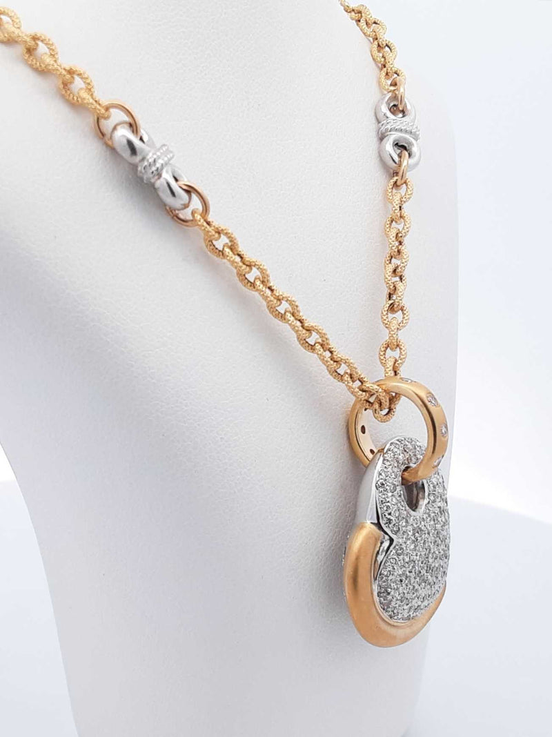 0.99 Cttw Diamond & Two-tone Gold Heart Pendant Necklace 22.6 Grams 20 Inch Fw0525rxzdu