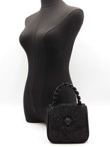 Versace La Medusa Black Crystal-embellished Satin Top Handle Bag Fw0426wrxdu