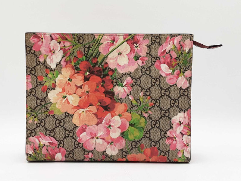 Gucci Blooms Cosmetic Pouch In Gg Supreme & Dry Rose Coated Canvas Fw1125orzdu