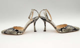 Jimmy Choo Mair Snake Printed Leather Ankle Strap Heels Sz37 Eblrxsa144010019944