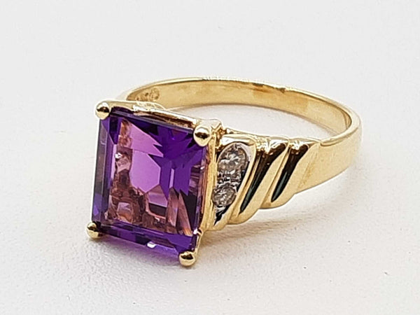Emerald Cut Amethyst 14k Yellow Gold 4.2g Ring Size 6.5 Do0825oxzde