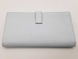 Hermes Bearn Soufflet Bleu Brume Blue Chevre Mysore Palladium Wallet Do1025cxzde