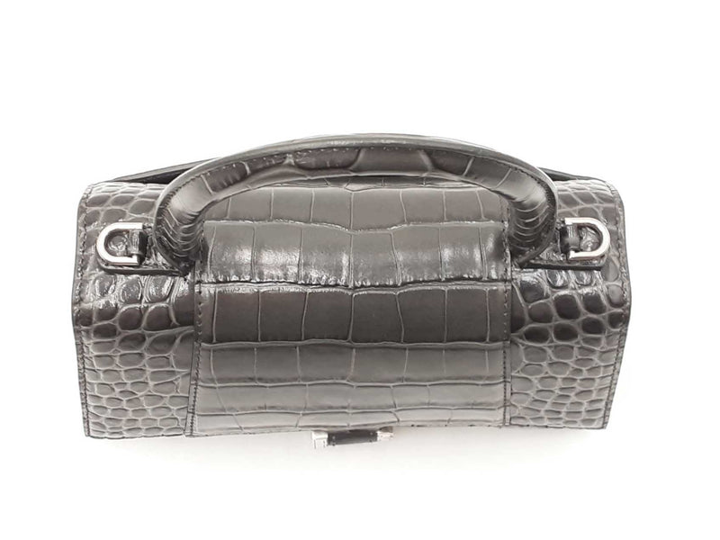 Balenciaga Hourglass Gray Crocodile Embossed Leather Top Handle Bag Fw0724lorxdu