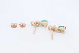 Green Gemstone & Diamond Stud Earrings In 10k Yellow Gold 1.5 Grams Eb0724wxsa