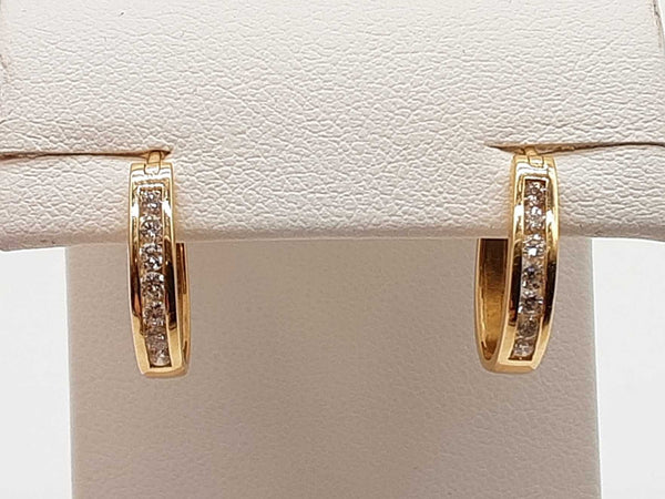 0.40 Cttw Diamonds 14k Yellow Gold 2.3g Hoop Clasp Back Earrings Do0625lexde