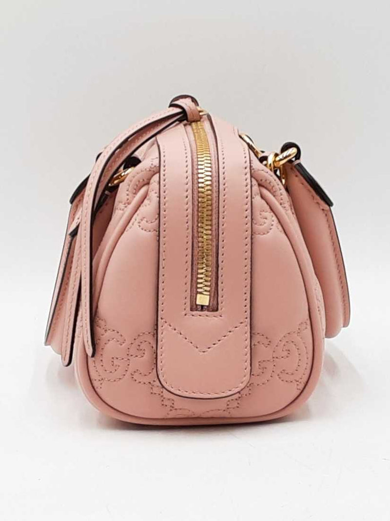 Gucci Mini Convertible Boston Bag In Pink Gg Matelassé Leather Fw1125ixzdu