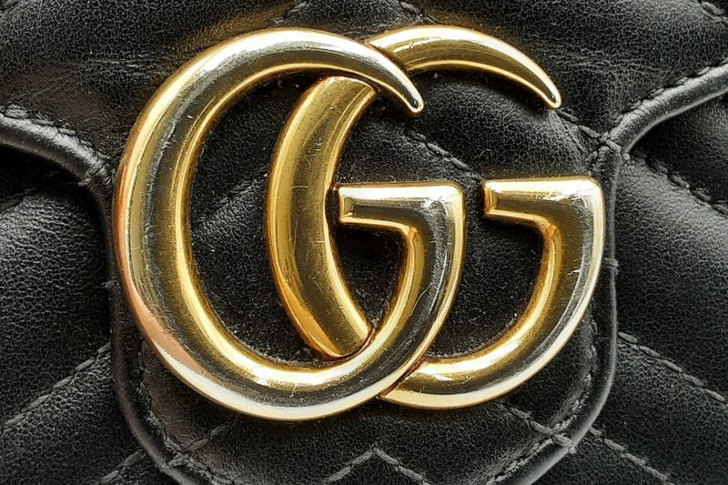 Gucci Gg Marmont Matelasse Black Leather Wallet On Chain Eb0125orxsa