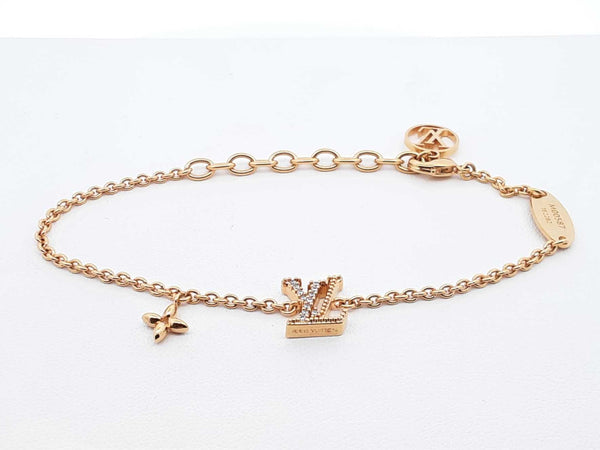 Louis Vuitton Iconic Lv Gold-tone Cubic Zirconia Bracelet 6-8 Inch Fw0925lirdu