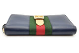 Gucci Sylvie Zip Around Blue Leather Wallet Eb0726oxzde