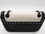 Prada Studded Black White Vitello Leather Flap Chain Crossbody Bag Do0426rrxde