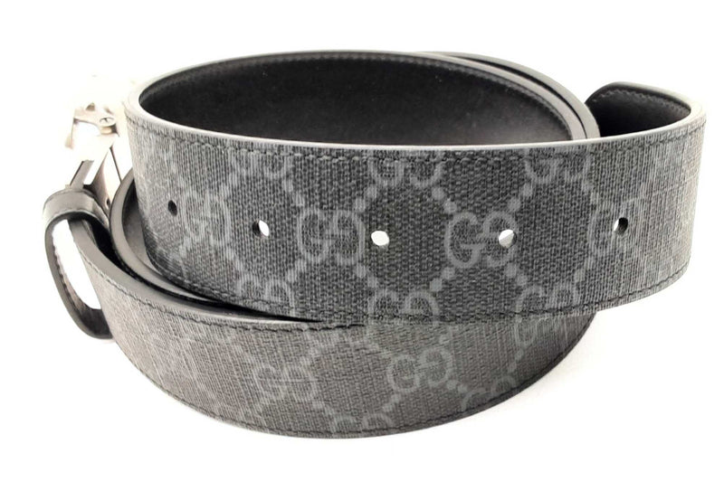 Gucci Gg Supreme Canvas Reversible Belt With Silver Tone Buckle Eb0225oxzsa