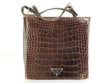 Prada Crocodile Embossed Mini Brown Handbag Sd0226izxde