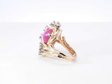 1.22 Cttw Diamond & Star Ruby Cocktail Ring In 14k Yellow Gold 9.5 Grams Size 4 Fw0326loxzdu