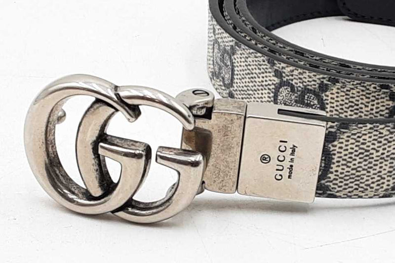 Gucci Gg Marmont Supreme Canvas Belt With Silver Tone Buckle Size 38 Eb1125lordu
