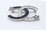 Chanel Cc Logo Strass Etoile Black Resin & Crystal Embellished Broach Eb426wxzde