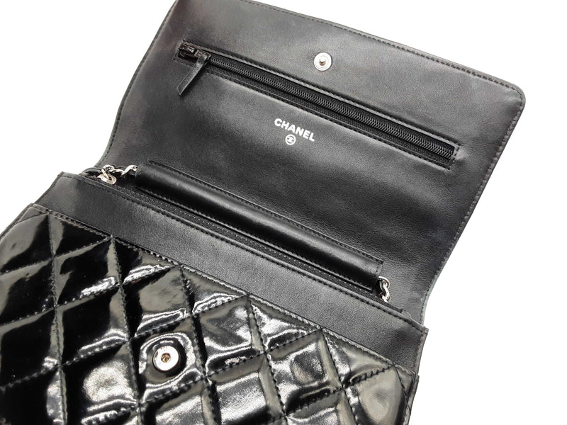 Chanel Wallet On Chain Black Quilted Patent Leather Crossbody Bag Do0825lpcrde