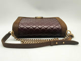 Chanel Aged Calfskin Nubuck Quilted Boy Flap Burgundy Sd0324lccrxzsa