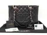 Chanel Grand Shopping Tote In Black Diamond-quilted Caviar Leather Fw1225lrzxdu