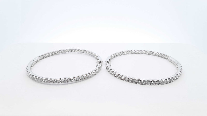 5.0 Cttw Lab Grown Diamond & 14k White Gold Hoop Earrings 17.7 Grams Fw0225lrzxdu
