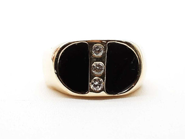 Approx 0.09 Ctw Diamonds 14k Yg 9.5g Onyx Ring Size 9 Do0924worde