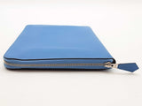 Hermes Azap Bleu Paradis Blue Swift Leather Zippy Wallet Clutch Do0326crxde