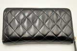 Chanel Quilted Black Patent Leather Zip Around Wallet Eb0824orxsa