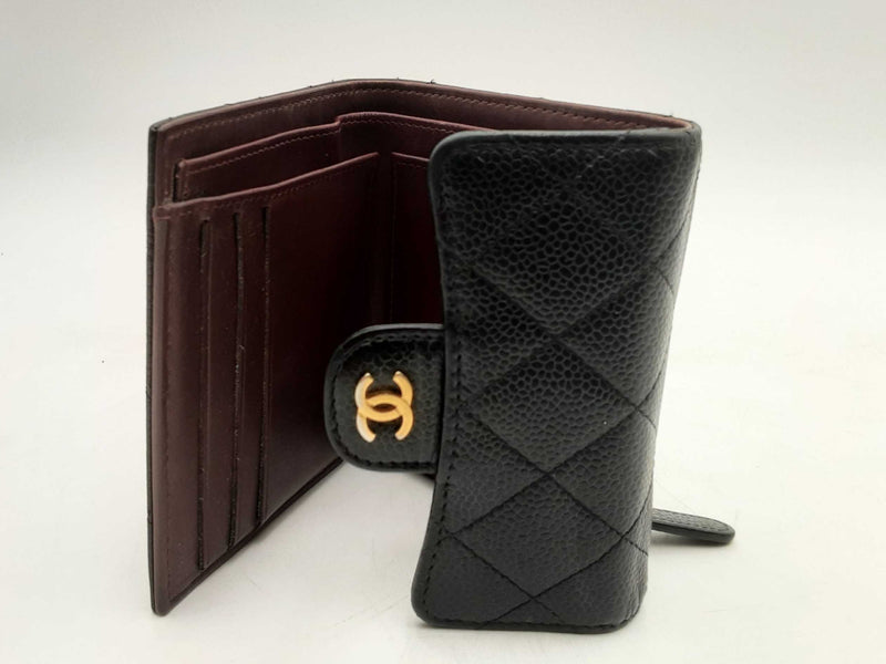 Chanel Quilted Caviar Compact Flap Wallet Aa1024rxzsa